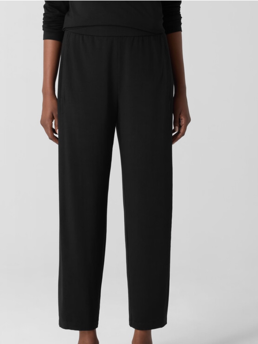 Eileen Fisher Black Stretch Jersey High Rise Wide Leg Pants, Size 1X